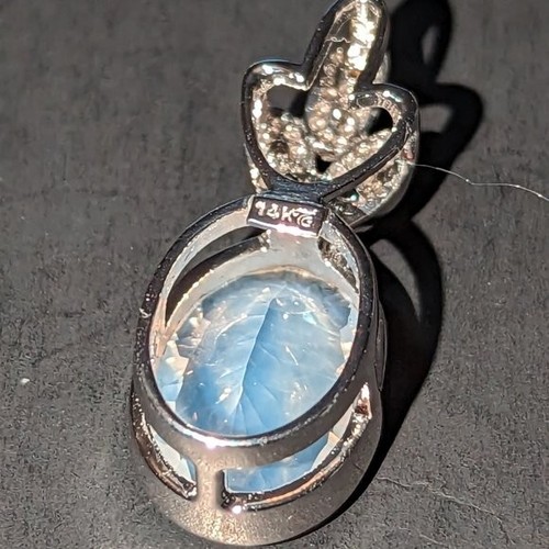 14k White Gold Blue Moon Quartz with Diamond Accent Pendant 3.22g *LAST CHANCE* - Picture 3 of 4