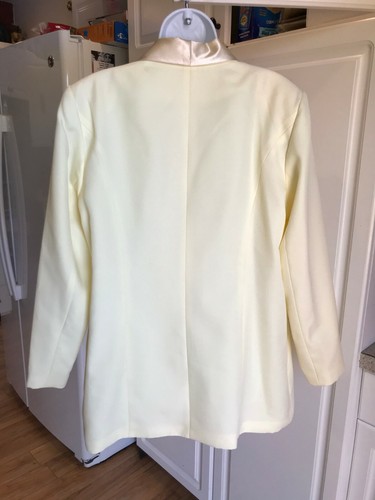 Pre-Owned Lew Magram Blazer Size 16W Yellow Shiny Collar/Ruffled Front Long - Picture 5 of 6