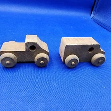 VINTAGE Wooden Toy Car and Truck lot of Hand crafted carved wood