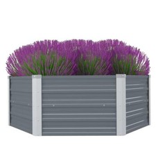 Grey Hexagon Shaped Raised Garden Bed Galvanised Steel Flower Bed Plants Veg