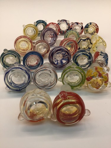 4 Pieces - Male 18mm Glass Swirl Slide Bowl - Hookah Water Bubbler EE7 - Picture 3 of 7