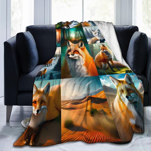 Fox Blanket Gifts for Kids Adults Soft Warm Lightweight Cozy Cute Forest Foxe... - Picture 2 of 6