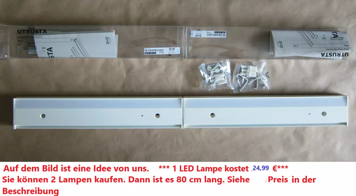 verschijnen passagier Doodt LED lamp Ikea Utrusta 40 cm aluminium white painted, original packaged -  original pr.49.00 € | eBay