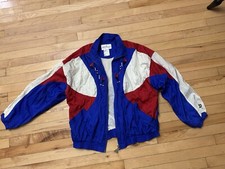 Retro Vintage 90  s Wilson Windbreaker Jogging Suit Jacket Women Xl Polka Dot Red