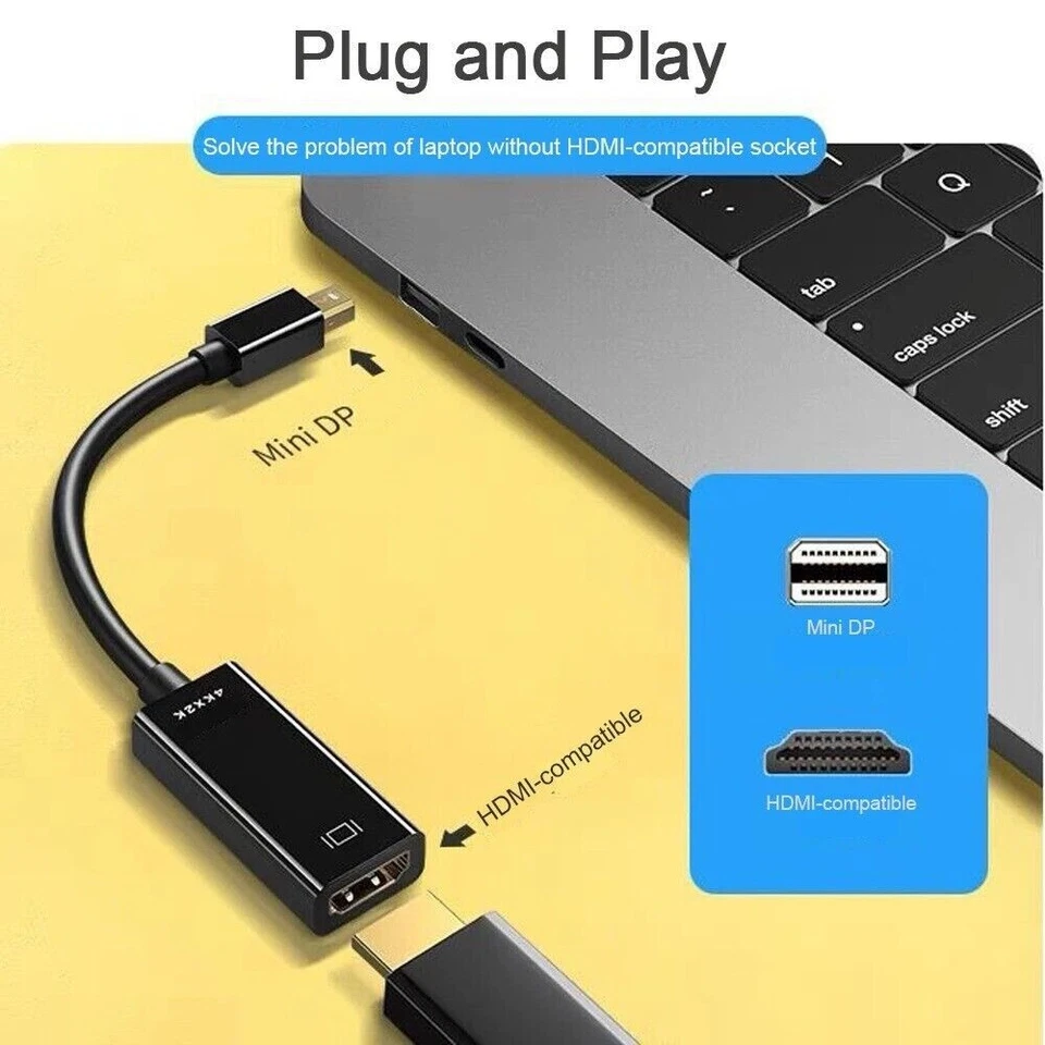 Mini DP zu HDMI-Adapter: 4K/1080p, 60Hz für TV, Projektor, PC, Apple MacBook - Bild 4 von 4