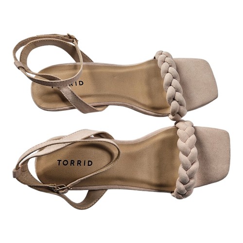 Sandalias de tacón medio trenzadas Torrid Nude Rubor para mujer talla 10 WW ancho extra ancho - Imagen 2 de 11