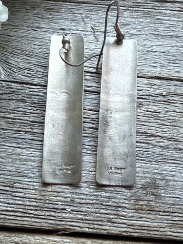 T and R Singer Native American Sterling Silver Gold Filled Earrings. 2.6 Inch - Picture 12 of 12