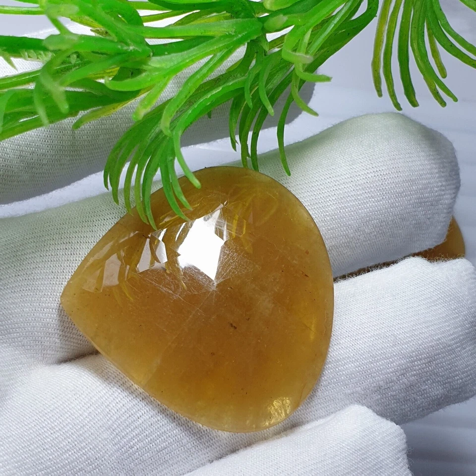 Натуральный берилл желтый набор из двух драгоценных камней в форме сердца огранка ломтик розы пара 2 шт. - Изображение 2 из 4