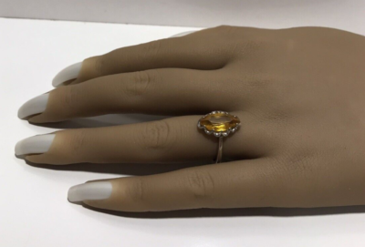 Vintage 14K JTC 968 White Gold Citrine Color Stone Ring Sz 6 | eBay