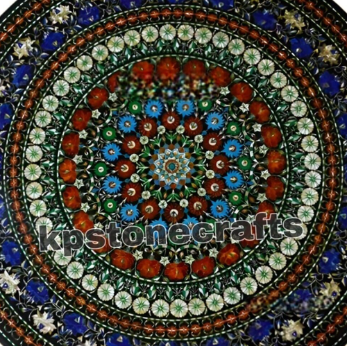 Marble Dining Table Top – Floral Marble Inlay with Gemstone Art - Picture 3 of 4