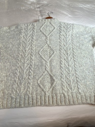 Handknit Wool Sweater Carraig Donn Size 48 Oatmeal Beige Fisherman Aran Islands - Picture 5 of 9