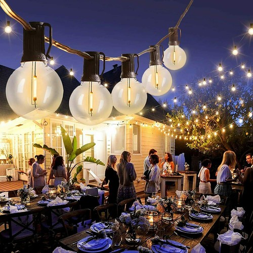 60m Outdoor Festoon String Lights Mains Powered LED G40 Bulb Garden Party Lights - Picture 6 of 19