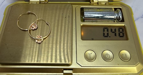 14k Yellow & Rose Gold Hoop Earrings with Roses - Picture 5 of 5