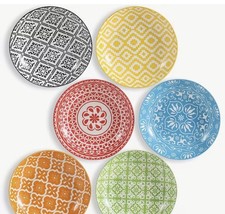 6pc colourful Ceramic Shallow Pasta Bowls 8” Microwave Dishwasher Safe