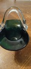 Murano/art Glass Handled Green Basket — photo 4