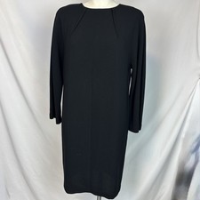 Vtg Hino & Malee Black Dress Size P (Petite) Tea Length Shoulder Pads