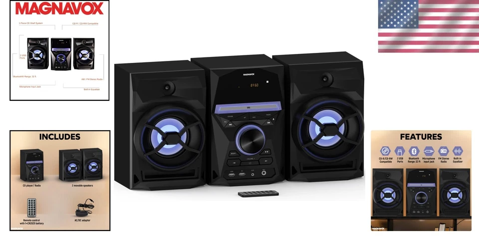 3-Piece Speaker System with Bluetooth and Remote - Black - Image 2 of 4