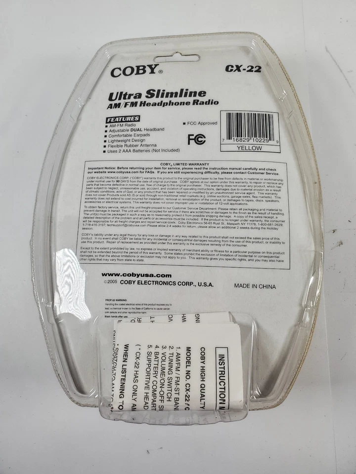 Coby Sports CX-22 Ultra Slimline Retro AM/FM Headphone Radio Yellow - Image 4 of 4