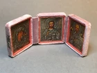 RUSSIAN 84 SILVER ANTIQUE ORTHODOX ICON-TRIPTYCH KAZANSKAYA BM ,SAVOIR,NIKOLAI