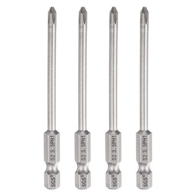 4pcs PH1 Phillips Screwdriver Bit 1/4'' Hex Shank 3.15'' Long 0.14'' Rod Magnetic