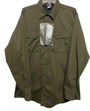 Vertx Pro Shirt Mens Large OD Green Tactical Uniform Long Sleeve Button Ripstop