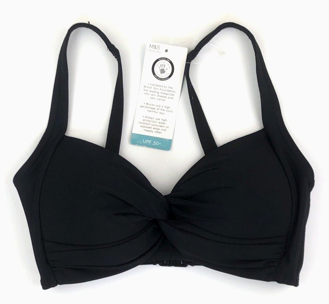 Marks & Spencer Twist Band Bikini Top UK 8 BLACK BNWT