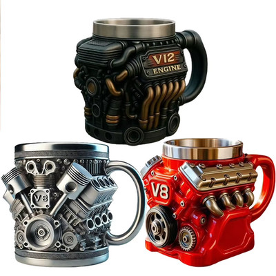 Vintage Motor Kaffeetasse - Thermosflasche Geschenk Mechaniker Auto