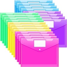20 Pack Folders Plastic Envelopes, Clear Plastic File Folder for Document,