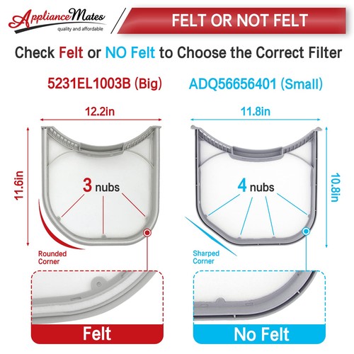 5231EL1003B Dryer Lint Filter with Felt Seal Compatible for Lg and Ken-more D... - Picture 2 of 7