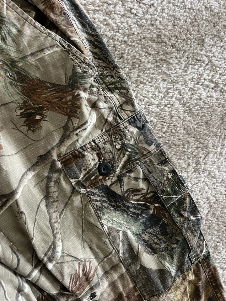 Calça camuflada masculina couro silencioso cabeça vermelha bolsos de carga GG caça acampamento ao ar livre  - Imagem 4 de 4