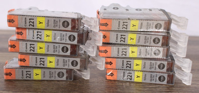 Canon CLI-221Y Yellow Ink Cartridge Genuine OEM New Sealed Lot Of 10