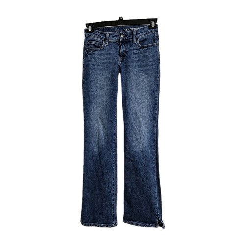 Gap Vintage Boot Low Rise Jeans Girls 14 (26x29.5) Blue Denim Hem Split EUC - 第 1/12 張圖片