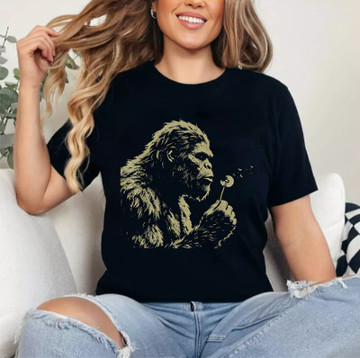 Blowing Wishes Funny Bigfoot Blowing Dandelion Vintage Art T-Shirt