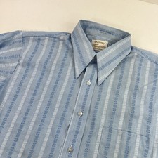 VTG Arrow Kent Button Up Shirt 16.5-34 USA Sanforized Blue Long Sleeve Striped