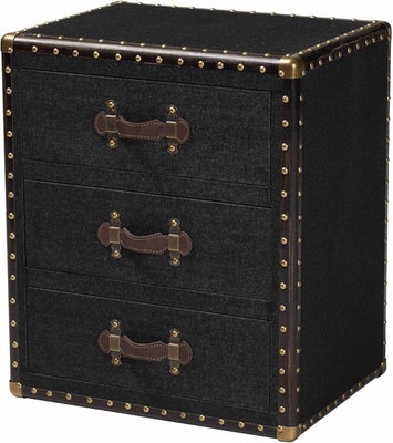 Mallison Vintage Black Canvas 3-Drawer End Table