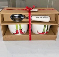 Rae Dunn 3 Piece Ceramic Set Ice Cream Bowls and SCOOP  ELF Christmas NIB
