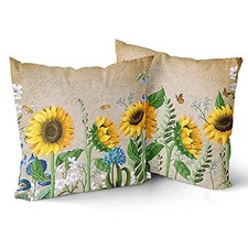 Throw Pillows Butterfly Pillow Covers Honeybee 18" x 18" Pack of 2 Sunflower