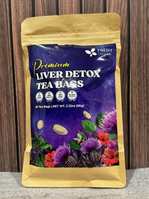 Premium Liver Detox Tea Bags 30ct Herbal Milk Thistle Cleanse Blend Sealed New