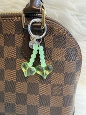 Mint Green Heart Bag Charm Keychain Jelly Beaded Heart clip Handmade Gift