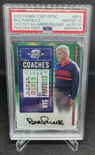 2020 Contenders Optic Bill Parcells Coaches Ticket Auto Green Pulsar /15 PSA 10 
