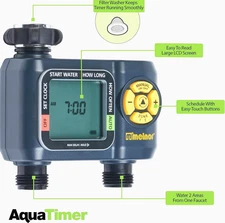 Melnor AquaTimer 2-Zone Digital Hose Watering Timer 65139AMZ New