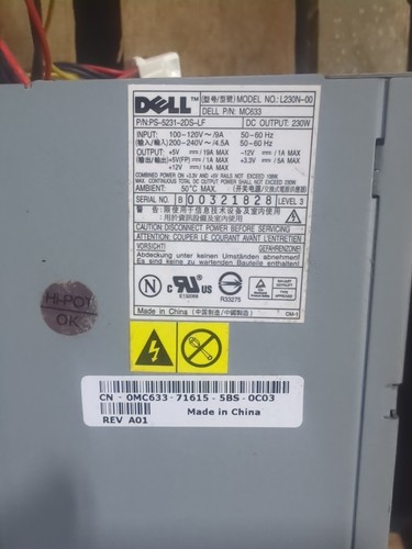 Dell Power Supply L230N-00 230W Dell 0MC633 MC633 - Picture 1 of 2
