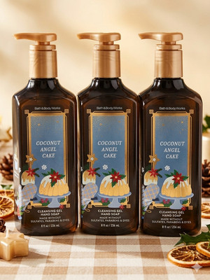 3X Bath & Body Works Coconut Angel Cake Cleansing Gel Soap 8 Oz