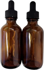 Amber Glass Bottles with Eye Droppers (2 Oz, 2 Pk) for Essential Oils, Colognes 