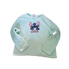 Disney Kids Stitch Sherpa Fleece Pullover Top Mint Green Size L 12-14