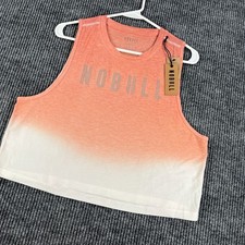 NoBull Cropped Tank Top Shirt Womens Large Orange White CrossFit Gym New