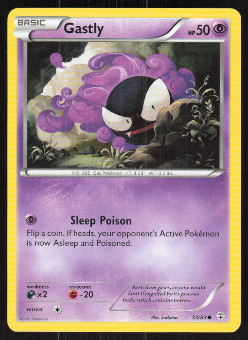 Pokemon Gastly Common 33/83 Generations NM