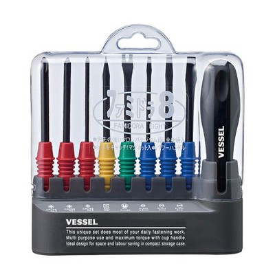 Screwdriver Set - Hand Tool - 8 Piece - Blue - Plus/Minus/Other Head Style