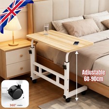 Image of Height Adjustable Small PC Mobile Overbed Table Laptop Stand Shelf Computer Desk