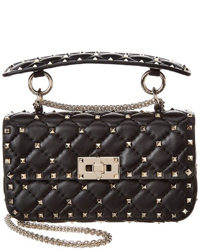 Valentino Rockstud Spike Small Leather Shoulder Bag Women's Black
